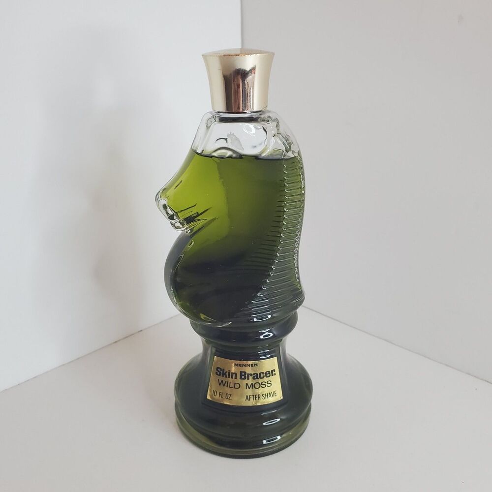 Skin Bracer Aftershave Wild Moss VINTAGE Knight Horse Bottle 10 oz Mennen New